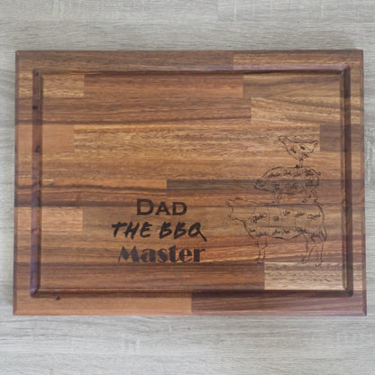300mm x 400mm Spotted Gum Board - Dad the BBQ Master - Burning Man Designs
