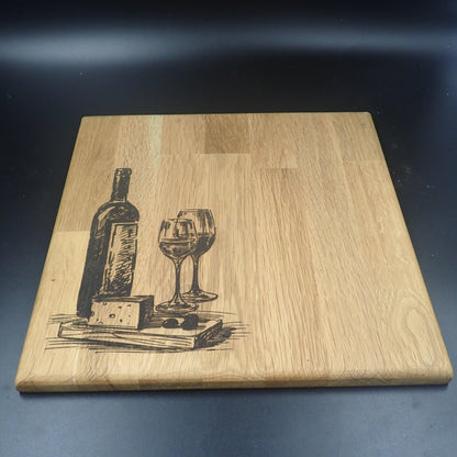 300mm x 300mm - Wine Bottle and Cheese - Burning Man Designs