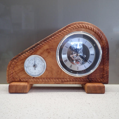 Silky Oak - Mantle Clock with barometer - Burning Man Designs